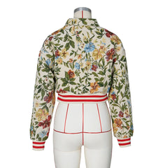 Voguable Retro Floral Jacquard Varsity Sexy Cropped Jackets Women Autumnn Winter Fashion Long Sleeve Striped Baseball Coats Female voguable