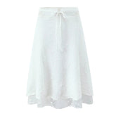 Mesh Patchwork White A-line Midi Skirt Women Back Swing Holiday Summer Skirts