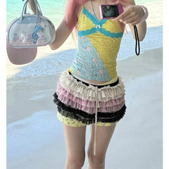 Y2k Vintage Mini Skirt Women Japanese Style 2000s Harajuku Polka Dot Layered Short Skirt Kawaii Fashion Ruffles Skirts voguable