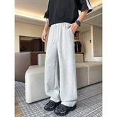 Men Spring Casual Sweatpants Elastic Waist Straight Wide Leg Joggers Plus Size Solid Color Minimalist Patchwork Comfort Pants voguable