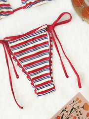 Women's Sexy Push-Up Two-Piece Swimsuit Bathing Suit Micro Beachwear Stripe Bikini Set Swimwear Trendy Mciro
