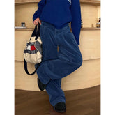 Voguable Y2K Corduroy Cargo Pants Women Harajuku Streetwear Baggy Wide Leg Pants Winter Grunge High Waist Casual Straight Trousers New voguable