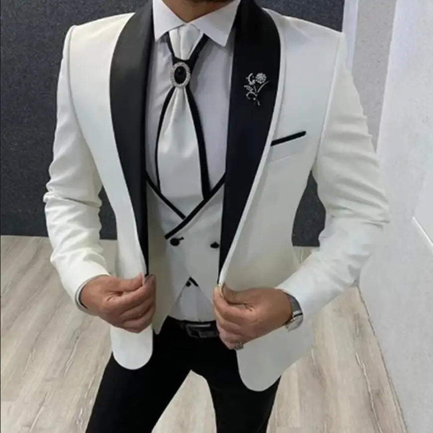 Voguable Classic Groom Wedding Suits For Men Slim Fit Formal Party Dinner Prom Business Male Suit 3 Pcs (Blazer+Pants+Vest)Costume Homme voguable