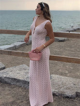Tossy Knit Hollow Out Fashion Maxi Dress Women's See-Through Beach Holiday Loose Elegant Patchwork Party Dress Female Long Dress voguable