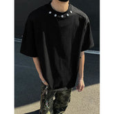 Tshirt Men Slim Fit Solid Color Round Neck t Shirt Button trim Summer Casual Tee Shirt Lightweight Breathable Cotton Fashion Top voguable