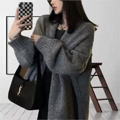 Oversized Open Front Knit Cardigan for Women Comfy Sweater Coat Female Open-front Duster Cardi Casual Chic Autumn Winter Outfit voguable