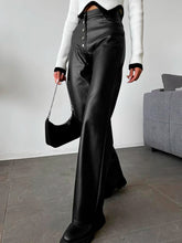 Voguable Black PU Faux Leather Pants for Women Fashion Autumn Winter High Waist Button Fly Casual Straight Trouser Female Pantalones voguable