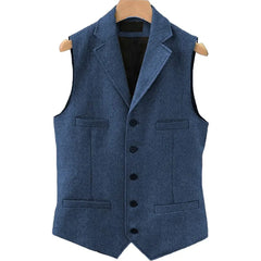 Tweed Herringbone Mens Suit Vest Slim Fit Notch Lapel With 4 Pockets Groomsmen Wedding Waistcoat For Wedding voguable