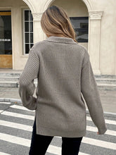 High Collar Zipper Long Pullover Knitted Sweater Autumn Winter Fashion Warm Cozy Knitwear for Women voguable