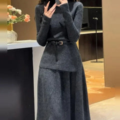 Women's Crochet Dresses New In High Quality Luxury Autumn and Winter Female Knit Dress Loose On Sales Long Sleeve Korean Fashion voguable