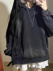 American Denim Jacket Hooded Pullover Sweatshirt For Men Women Trendy Couple's Clothing Oversized Hoodie Harajuku Gothic hoodie voguable