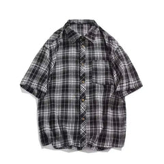 Summer Short Sleeved Shirt Men Retro Plaid Shirt Men Streetwear Korean Loose Casual Shirt Man Fashion Shirts Large Size 4XL voguable