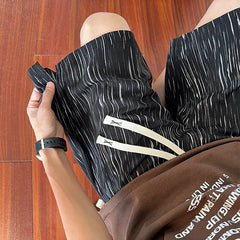 Lightweight Striped Casual Shorts Men Elastic Waistband Drawstring Summer NEW Beach Comfort Stretch Outdoor Sports Activewear voguable