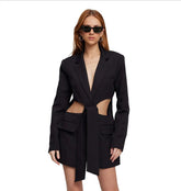 Voguable Solid Pu Leather Punk Long Sleeve Jacket Faux Leather Tops Tees Fall Sexy Cleavage Slim Fit All Match Coat voguable