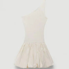 TARUXY Elegant Knit Dress Women Sleeveless Off Shoulder Splice Folds Mini Dresses Ladies Hoilday Slim High Waist Dress Femme New voguable