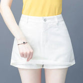 Voguable Korean Style Women Solid Denim Shorts Skirt Summer New Street Fashion Loose High Waiste Pockets Female All-match Casual Jorts voguable