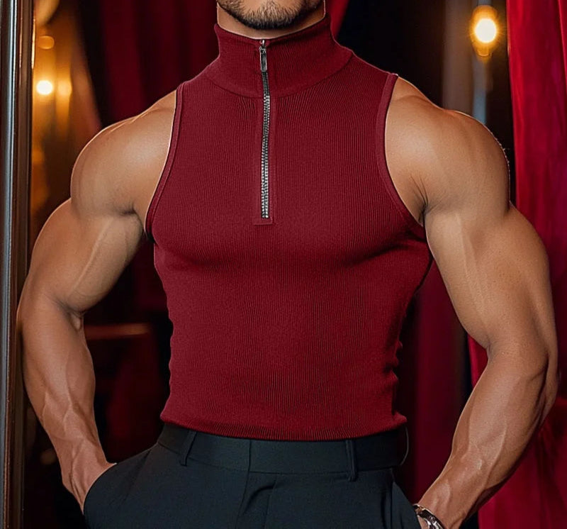 Men Tank Tops Solid Coior Tops Sleeveless Summer Zipper Men's Clothing Fashion Party Streetwear Tops Tee Oversize S-3XL voguable