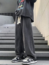 Voguable Black Y2k Feathers Print Jeans Men Streetwear Straight Wide Leg Baggy Denim Pants Techwear Fashion Hip Hop Drawstring Sweatpants voguable