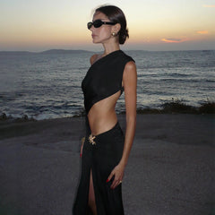 3Pcs One Shoulder Swimsuit Sexy Women Bikini With Long Skirt Shiny Star Swimwear Push Up Biquini Female Bathingsuit Beachwear voguable