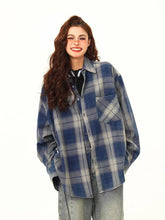Streetwear American Plaid Shirt Women Oversize Loose Vintage Long Sleeve Blouse Hip Hop Casual Retro Harajuku Bf Pockets Tops voguable