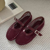 Voguable Summer Designer Cosy Mesh Heels Women Flat Shoes Fashion Round Toe Buckle Strap Casual Outdoor Dress Sandals voguable