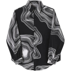 Voguable Autumn Winter New Fashion Temperament Casual Simple Blouse Man Design Print Geometric Y2K Loose Top Shirt Men Streetwear Clothes voguable