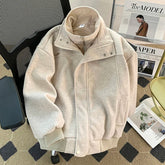 American Heavy Fake Two-piece Thick Wool Jacket Men's 2025 Winter American Workwear Woolen Jacket Top Aesthetic Urban voguable