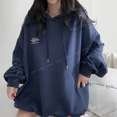 Hooded sweatshirt autumn and winter clothes spring autumn winter thin loose letter mid-length fashion women clothing y2k tops voguable