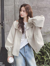 Elegant Women Sweet Jacket Fall Korean Long Sleeve Plaid Patchwork Short Coat Casual Vintage All Match Female Outwear Tops New voguable