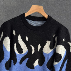 New Korean Trendy Men Sweaters Light Luxury Knitted Color Clashing O Neck Long Sleeve Pullover Casual High Street Knitwear M-3XL voguable