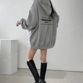 Hooded sweatshirt autumn and winter clothes spring autumn winter thin loose letter mid-length fashion women clothing y2k tops voguable