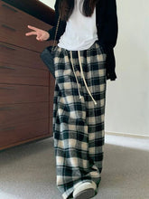 Vintage Faux Woolen Plaid Pant Women High Waist Soft Loose Wide Leg Trousers Casual Female Fall Winter Pockets Retro Y2K Pants voguable