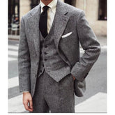 Voguable Peaky Blinders Men's 3-Piece Suit Vintage Plaid Autumn/Winter Heavyweight New Style Jacket+Vest+Pants Slim Fit Formal Suit voguable
