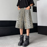 Voguable Leopard Print Design Personality Trendy Seven-point Pants 2024 Korean Original New Men Fashion Street Men's Shorts voguable