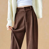 Voguable Corduroy Wide-leg Pants Women in Autumn Winter Plus Velvet Thickened Warm High Waist Slimming Casual Women's Pants voguable