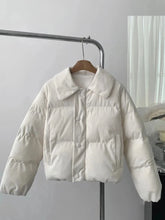 Retro Corduroy Cotton Parkas Women Winter Long Sleeve Sweet Short Coat Korean Thick Warm Pockets Lady Solid Vintage Outwear voguable