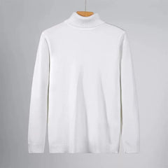 New Korean Fashion Men Sweater Light Luxury Trendy Turtleneck Knit Solid Color Pullover Leisure Retro Long Sleeve Basic Knitwear voguable