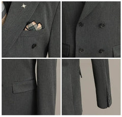 Voguable High-end Solid Color Men Suits Double Breasted 3 Piece (Blazer+Vest+Pants) Blazers Slim Smart Causal Formal Jacket Tuxedos voguable