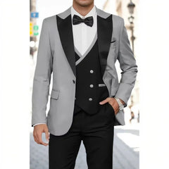 Voguable Luxury 3-Piece Men's Tuxedo Suit Blazer Vest And Pants Set for Wedding Business Prom Elegant Ceremony Formal Men's Outfit voguable