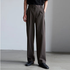 Men's Luxury Draped Baggy Suit Pants Casual Button-down Solid Color Straight Premium Elegant Dress Pants 2024 New voguable