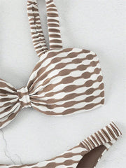 Voguable Sexy Plaid Print Bikinis Sets 2024 Women Luxury Front Bow Push Up Micro Swimsuit Summer Bathing Suit Thong Swimwear Beachwear voguable