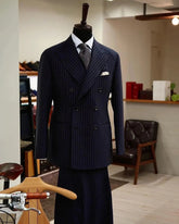 Voguable New Pinstripe Men's Suit 2 Pieces Blazer Jacket and Pants Made Business Wear Wedding Groom Homme voguable
