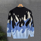 New Korean Trendy Men Sweaters Light Luxury Knitted Color Clashing O Neck Long Sleeve Pullover Casual High Street Knitwear M-3XL voguable