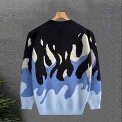 New Korean Trendy Men Sweaters Light Luxury Knitted Color Clashing O Neck Long Sleeve Pullover Casual High Street Knitwear M-3XL voguable