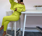 Voguable Women's fashionable casual round neck woolen long sleeved suit sweater winter new women's clothing in stock voguable