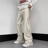 Voguable American Overalls for Men Women Trendy Loose-breasted Casual Sports Straight Wide-leg Pants voguable