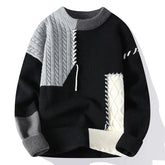 Autumn Winter Warm Mens Knitted Sweaters Fashion Patchwork O Neck Knit Pullovers Korean Streetwear Pullover Casual Mens Clothing voguable