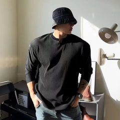 Men's Clothing V-Neck Loose Fit Long Sleeve T-Shirt Spring and Autumn New Arrival Fitness Muscular Fit Sportswear Comfortable voguable