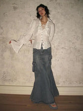 Yedinas Fairycore Style Blouse Women Clothes Flare Sleeve Lace Up Single Breasted Bowknot Shirt Women Tops 2023 Autumn Chic Y2k voguable