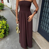 Voguable Elegant Strapless Dress Ruched Bodycon Maxi Gown Summer Dress Formal Prom & Wedding Guest Dress Sexy Classy Long Dress voguable